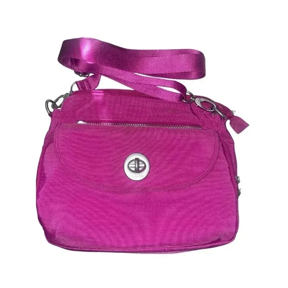 Baggallini Calais Crossbody travel bag orchid pink turnlock RFID water resistant